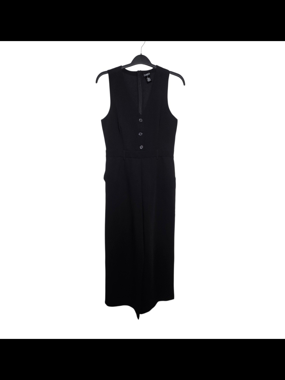 Rosie Harlow Black Vest Jumpsuit Wide Leg XL Eco Friendly Recycled Poly